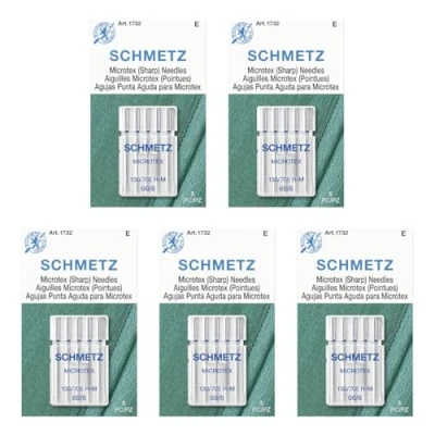 Image of Schmetz 25 Microtex (Sharp) Sewing Machine Needles, Size 60/8 (130/705 H M)
