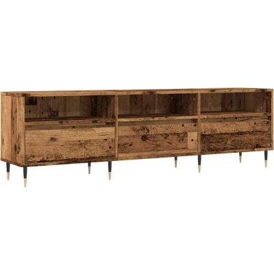 Image of vidaXL media tv cabinet stand/wood/iron doored storage/modern bench for living room/150x30x44.5 cm