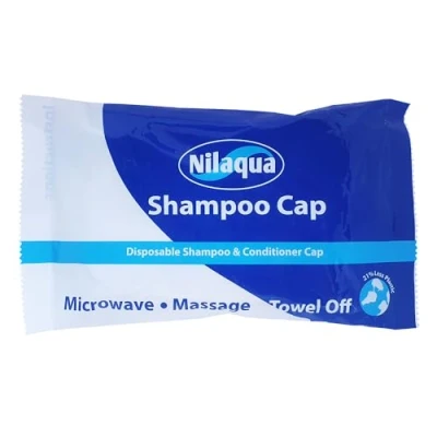 Image of Nilaqua Rinse Free Shampoo Cap, Easy Hair Washing With No Shower Required, Dry Leaves Fresh and Clean, Caps for Elderly, Packaging May Vary, Microwavable Single Pack