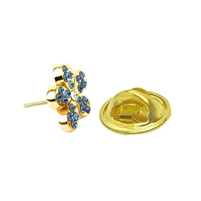 Image of THE MASONIC COLLECTION Gold Plated Forget me Knot Lapel Pin/Brooch Badge with Swarovski Stones Blue, White