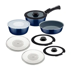 Image of Tramontina Ítria 10 Piece Nesting Cookware Set Navy