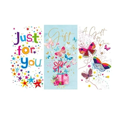 Image of 6pk Money Wallet With Envelope Gift Voucher Cards Multipack 3 Assorted Designs A for You Hold Cash Note Card New Relations, Occasions, Family (Design 2)