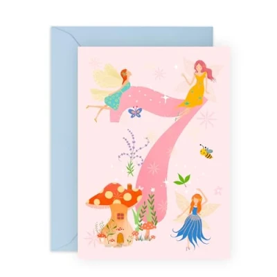 Image of Central 23 7th Birthday Card Girl Toddler Age Seven Happy Seventh Cards For Kids Fairies Milestone Gifts Her Granddaughter 7 Year Old Comes With Cute Stickers