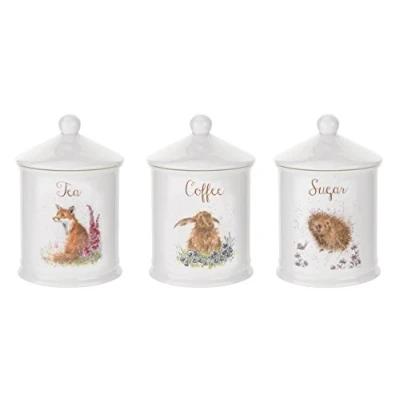 Image of Royal Worcester Wrendale Designs Tea Coffee &amp; Sugar Canisters