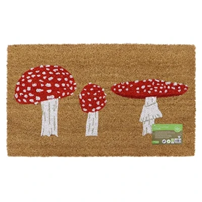 Image of JVL Eco Friendly Latex Backed Coir Door Mat, Toad Stool, 45 x 75 cm Approx., 02 880