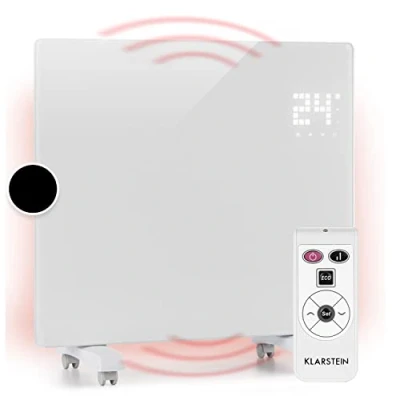 Image of Klarstein Energy Efficient Electric Heaters for Home, 1000W Free Standing Low Convector Heater w/Floor Rollers, Slim Portable Indoor Silent Storage Wall Mounted Panel Heater, Thermostat