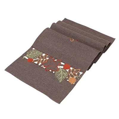 Image of Frank Flechtwaren Autumn Leaves Table Runner Brown