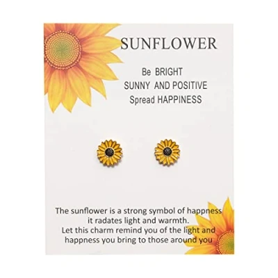 Image of Cubahop Sunflower Necklace Earrings Bracelets Pendant Chain Necklaces Accessories Jewelry for Women and Girls (Earrings)