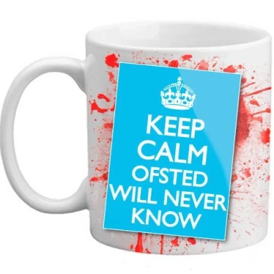 Image of Freelogix Keep Calm Ofsted Will Never Know Novelty Blood Teacher Mug