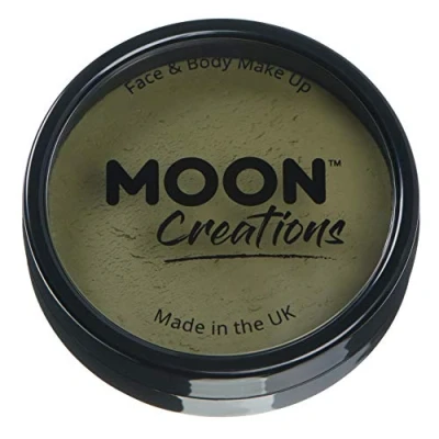 Image of Moon Creations Pro Face &amp; Body Makeup Army Green 36g Professional Colour Paint Cake Pots For Painting Kids, Adults, Fancy Dress, Festivals, Halloween
