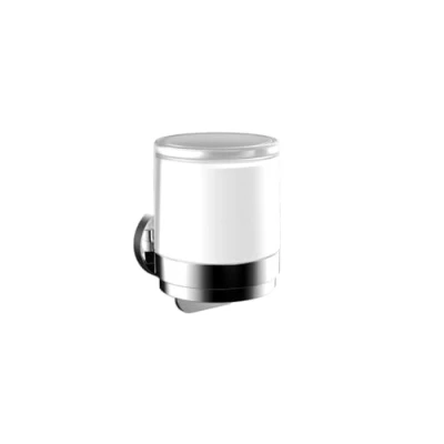 Image of Emco Round Liquid soap Dispenser, one Handed Operation, Chrome, 98 x 77 x108 mm
