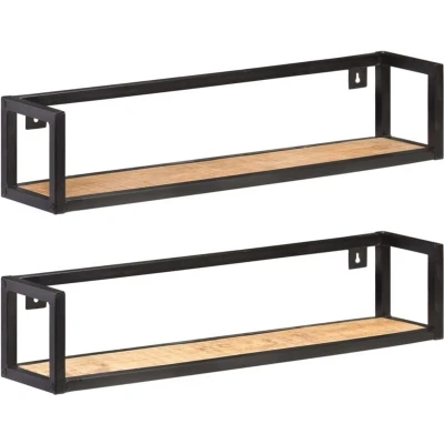 Image of vidaXL Wall Shelves 2 pcs 80 cm Rough Mango Wood