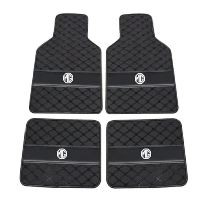 Image of Custom Leather Car Floor Mats for MG ZS (EV) 2019 2024, Carpets Matts Covered Protection Advanced Liners Waterproof Full Set,All Black