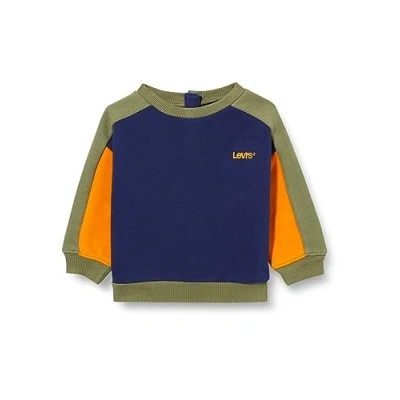Image of Levi&#039;s Kids Lvb logo colorblock crew Baby Boys Ocean Cave 3 months