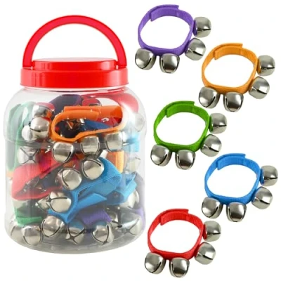 Image of A Star Multi Coloured Wrist Jingle Sleigh Bells with Nylon Strap x20 Pcs