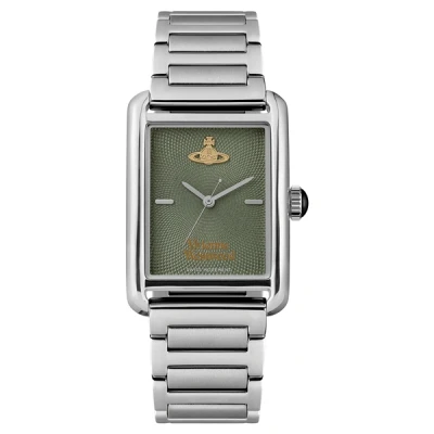 Image of Vivienne Westwood Shacklewell 28mm Ladies Quartz Watch with Green Dial and Silver Stainless Steel Bracelet