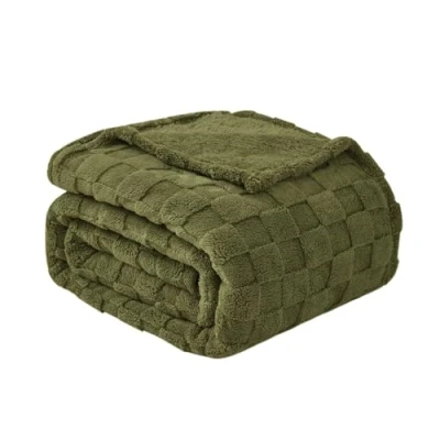 Image of Good Nite Throw Blanket Flannel Fluffy Versatile Soft for bed Sofas Couch Bedroom and Offices (Olive Green 270x230 cm)