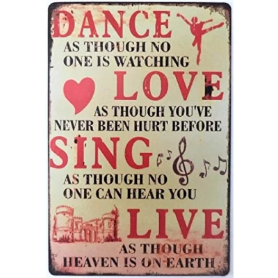 Image of Harrington Marley RETRO METAL WALL PLAQUE SIGN TIN VINTAGE SHABBY CHIC INSPIRATIONAL DANCE LOUNGE LIFE