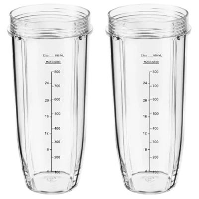 Image of 950ml Tall Cups Replacement for Ninja Auto iQ Blender BN750UK bn495uk BN800UK cb100uk BL450 BL480 BL490 BL491 BL492 BL682, Nutri Cup Part (2 Pack)