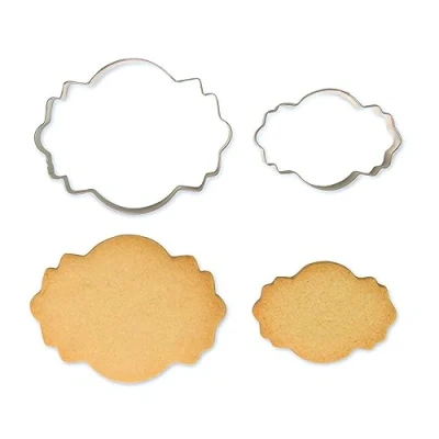 Image of PME Cookie and Cake Plaque Cutter Style 4 Set of 2, Silver