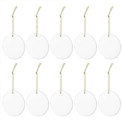 Image of 10pcs Sublimation Blanks Ceramic Ornaments, Christmas Tree Decor Round Ornament for Sublimation, Blank Ornaments DIY Decoration