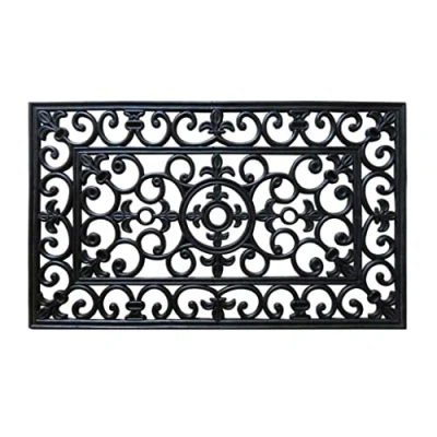 Image of Yorkshire Homeware Classic Rubber Iron Coir Door Mats Heavy Duty Wrought Effect Non Slip Indoor/Outdoor Use Black (Medium 45 x 75cm)
