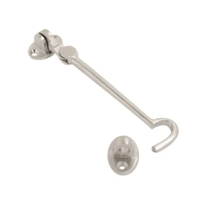 Image of Vibe Cabin Hook Silent Pattern 100mm on Satin Chrome Gate Latch, Door Hook, and Eye Garden Catch, Latches for Internal External Doors