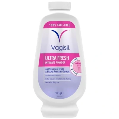 Image of VAGISIL Ultra Fresh Intimate Powder for Daily Feminine Hygiene, Scent Deodorises &amp; Prevents Odour, Moisture Control Technology, Talc Free, 100 g