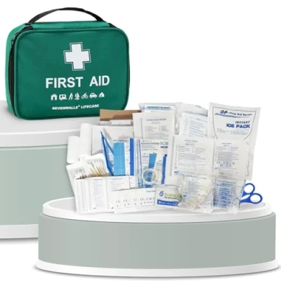 Image of 220 Piece Premium First Aid Kit Bag Includes Eyewash, 2 x Ice Packs, Emergency Blanket, Plasters &amp; Essentials for Home, Office, Car, Caravan, Workplace, Travel