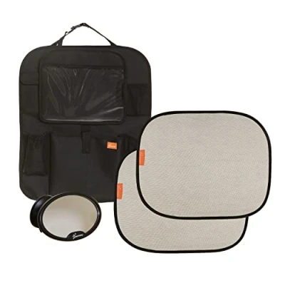 Image of Dreambaby Travel Car Kit for Toddler/Child 4 Piece Kit: Back Seat Organiser, 2X Insta Cling Sunshades, Ezy View Mirror