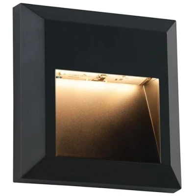 Image of National Lighting Severus Black Finish Indirect Warm White LED Outdoor Square Guide Pathway Driveway Wall Light IP65 Rated