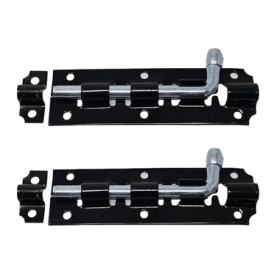 Image of fiXte Straight Tower Bolt Black 4&quot; Great to Increase Security on Garden Gates, Shed Doors, Internal and External Doors. Fixings Included. (2)