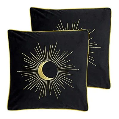 Image of furn. Astrid Twin Pack Polyester Filled Cushions, Black, 50 x 50cm