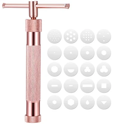 Image of Angoily Fondant Extruder Tool with 20 Interchangeable Discs Sugar Paste Craft Cake Decorating for