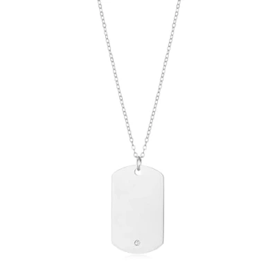 Image of Philip Jones Men&#039;s Stainless Steel Dog Tag Necklace Created with Zircondia® Crystals