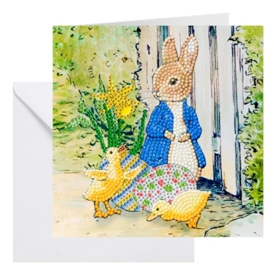 Image of CRYSTAL ART Peter Rabbit and Chicks Card 18x18cm