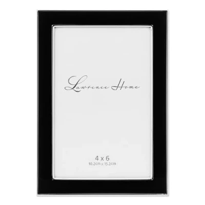Image of Lawrence Frames 586046 Silver Plated 4x6 Metal with Black Enamel Picture Frame