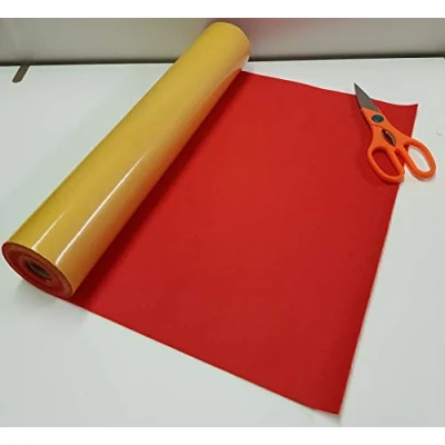 Image of Four Mtr&#039;s x 450mm Wide roll of Cherry RED Sticky Back SELF Adhesive Felt Baize