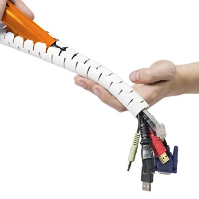 Image of D Line Cable Tidy Sleeve, TV Management Solution, Wire to Hide, Organise &amp; Protect Cables 2.5m length, 25mm Outer Diameter White