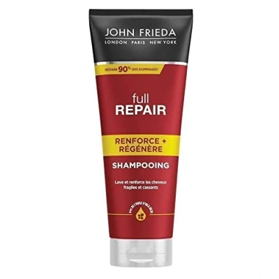 Image of John Frieda Full Repair Strengthen + Restore Shampoo 250 ml, Strengthening and Repairing for Dry, Stressed Damaged Hair
