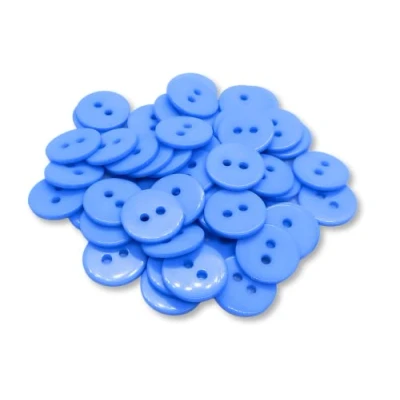 Image of (Pack of 100) 15mm Buttons 2 Hole Small Round Plastic Baby Blue