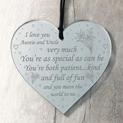 Image of RED OCEAN Auntie And Uncle Gift Heart Plaque Birthday From Niece Nephew