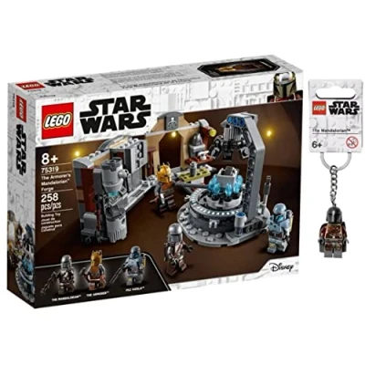 Image of LEGO Star Wars The Armorer&#039;s Mandalorian Forge 75319 + Keychain Exclusive Bundle, White, 9&#039;&#039;