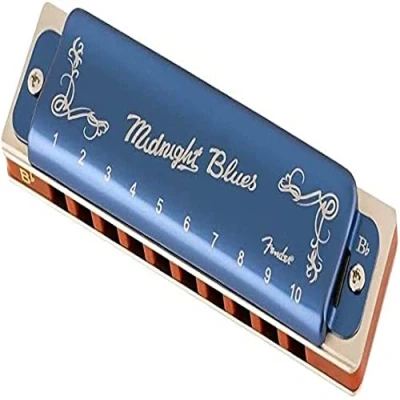 Image of Fender® MIDNIGHT BLUES Harmonica Diatonic 10 Hole Tuning Bb Major Blue Limited Edition