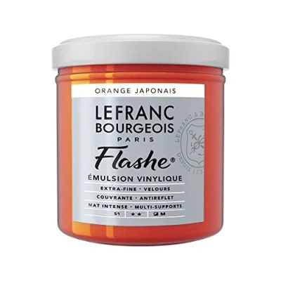 Image of Lefranc Bourgeois Acrylic Vinyl Emulsion, Japanese Orange, 125ml Tube Vinylfarbe