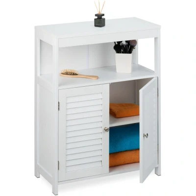 Image of Relaxdays Bathroom Cabinet, Wood, White, 80 x 60 29 cm