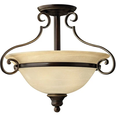 Image of Cello 2 Light Semi Flush Ceiling Antique Bronze, E27