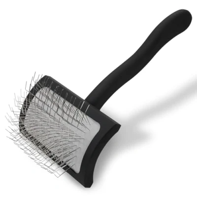 Image of Chris Christensen Big K Dog Slicker Brush, Groom Like a Professional, Fluff Detangle Style, Saves Time Energy, Black, Medium