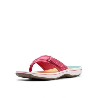 Image of Clarks Women&#039;s Breeze Sea Flip Flop, Bright Pink Ombre, 5 UK