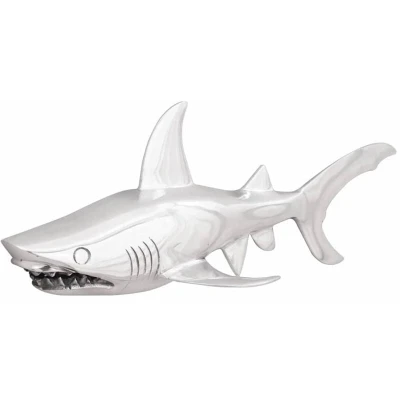 Image of vidaXL Shark Sculpture Silver 68x20x24 cm Aluminium